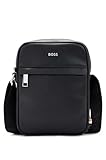 BOSS Mens Zair NS Zip Structured-Leather Reporter Bag with Logo Detail Size One Size