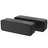 Kolaura Portable Wireless Speaker, Bluetooth 5.0 Speaker with 3D Stereo HiFi Bass, 1500mAh Battery, 12 Hour Playtime (Black - 2 Pack)