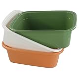 Cadine 3-Pack Plastic Washing Basin Bowl, Colorful Rectangular Cleaning Wash Bowl Basin