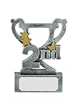 SilverTrophy: 2nd Place Silver & Gold Star Trophy - Mini Cup Prize Award for a Second Hero, Second Place, Silver Medal, Number 2, Ornament, Kids Gift, Affordable Figurine