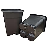 Growcery Heavy Duty Square Plastic Plant Pots - Extra Thick Sturdy Black Nursery Containers for Indoor Outdoor Gardening, Available in 0.5L, 1L, 2L, 3.5L, 5L, 6.5L, 7L, 11L, 14L, 18L & 25L (5, 5L)