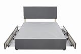 Panana Grey Divan Double Bed Linen Fabric Divan Bed Frame With/without Headboard Storage Drawers (with Headboard, 4 Drawers, 5FT King)