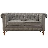 Artisan Furniture Chesterfield 2 Seater Sofa, Tweeds/Wood, N Natural, 150x80x76 cm