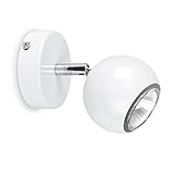 MiniSun | Modern Single Eyeball Wall Spotlight in Gloss White Finish | Ceiling Lighting, Home Décor & Improvement Essential