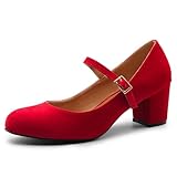 Fashion Thirsty Womens Ladies Mid Block Heel Mary Jane Office Work Formal Strap Dolly Shoes Size