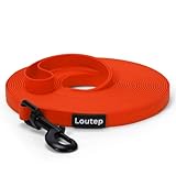 Loutep Biothane Long Line Dog Leash 5ft, 10ft, 16ft, 30ft, 50ft PVC Recall Waterproof Dog Leash Beach Swimming Tracking Training Dogs Lead for Pet, Medium and Large Dogs