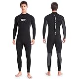 Mens Full Length Wetsuit - 3mm Neoprene for Diving, Snorkeling, Swimming & Surfing