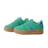 Nexsus Plus Women's Sneakers - Cushion Soled, Breathable Faux Suede Platform Trainers,Chunky, Lace Up, Enhanced Stability, Versatile (Green, UK Footwear Size System, Adult, Women, Numeric, Medium, 6)