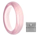 LSTKLY Pink Crystal Ring - Healing Ring with Pink Chalcedony Natural Gemstone Band for Woman, Girl, Mother, Lover with Jewelry Bag