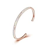 WINNICACA Fire Opal Cuff Bangle Bracelets Sterling Silver Rose Gold October Birthstone Jewellery for Women Girlfriend Valentine's Day Gifts