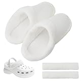 APOMOONS 1 Pair White Fluffy Crocs Liners, Fur Liners for crocs, Insoles for Clogs Replacement, Liners Clogs Replacement, Lined for crocs for Shoes Clogs Removable Insole Inside Length 240mm