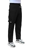 FNT Workwear Mens Cargo Combat Work Tracksuit Jogging Bottoms with Multiple Pockets Fleece Pants (UK, Waist, M, FNT004 Black)