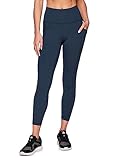 RBX Active Women's Ultra Soft Solid Workout Running Yoga Leggings with Pockets, 7/8 Dark Teal, S