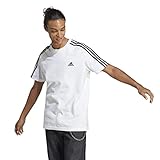 adidas Men's Essentials Single Jersey 3-stripes Tee Short Sleeve T-Shirt, White/Black, S
