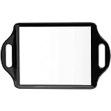 X-Large Barber Handheld Mirror with Twin Comfy Handles - Big & Long Back of Head Self Cut Mirror For Men's Haircut, Beauty Salon and Professional Hairdressing - 36cm x 22cm (Black)