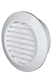 White Mini Round Air Vent Grille Ø 70mm with Flange and Fly Screen Ventilation Cover
