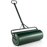 TANGZON 63L/113L Garden Lawn Roller, Water Sand Filled Outdoor Grass Roller with Removable Drain Plug & Scraper Bar, Heavy Duty Metal Lawn Push Rolling Tool, 30/40CM Diameter (99 x 30 x 137cm, Green)
