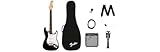 Squier by Fender Debut Collection Stratocaster Electric Guitar Pack. Includes Frontman 10G Amp, Gig Bag, Strap, Cable, Picks, Tuner, Stand, Extra Strings + 3 month Subscription to Fender Play