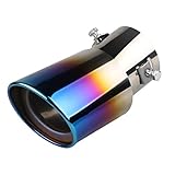 Adunsiaoto Automotive Exhaust Tail Pipe Muffler, Universal Exhaust Tail Tip Pipe Muffler Trim, Stainless Steel Car Exhaust Tip Tail Pipe Car Accessories for Most Car, Accessories(Blue-Bent)