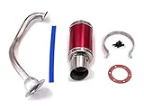 SUNDELY® Short Performance Racing Exhaust System Scooter Part for GY6 125cc 150cc Scooter Moped ATV Go Kart Dirt Bike Motorbike Motorcycle (Red)
