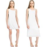 Mepase 2 Pcs Girls Slips for Under Dress Tea and Knee Length Princess Cotton Nylon White Slips with Adjustable Straps, White, 10