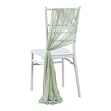 10/50 pcs as Chiffon Chair Sashes Wedding Chair Decoration for Aisle Party Banquet Event,17x275cm Long-Light green-10 pc