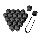 Adunsiaoto 20 Piece Hexagonal Tire Nut Covers with Removal Tool Set for Cars, Car Cover Protective Caps Wheel Screw Hex Wheel Nut Rim Cover, 22 mm Car Screws Cap, Wheel Lug Nut Cover(Black)