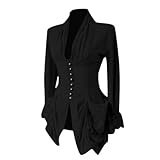 Halloween Tops for Women UK Sale Clearance,Ladies Vintage Tailcoat Jacket,Medieval Costumes,Gothic Steampunk Tuxedo Victorian Frock Coat,Irregular Retro Punk Cosplay Outfits Party Outwear Coat