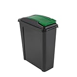 25L Recycling Bin Slimline Fit Bin & Lid Recycling Waste Bin for Home Office Kitchen Graphite Green/Yellow/Blue/Red (GREEN)