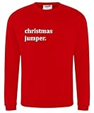 Teesh Clothing Men's Christmas Jumper Ironic Design (Medium, Red)