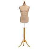 H & H Traders Cream Male Tailors Mannequin Display Bust Dummy FOR Dressmakers Fashion Students With A Light Wood Tripod Base ( UK 40 Chest)