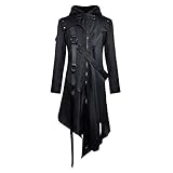 Feynman Men's Vintage Steampunk Gothic Jacket - Victorian Retro Punk Coat - Carnival Cosplay Tuxedo Hooded Uniform Jacket - Black
