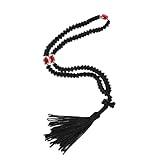 Handmade Orthodox Prayer Rope 100 Knots with Red Bead,Prayer Beads Christian Greek Komboskoini Chotki,Greek Orthodox Cross Christian Car Accessories,Protestant Prayer Beads Rosary Blessed Decor Gift,