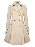 Women's Vintage 1950s Retro Statement Military Swing Trench Coat Jacket Ladies Winter Double Breasted Coat Single Long Windbreaker Coat Slim Fit Jackets (Beige1,XL)
