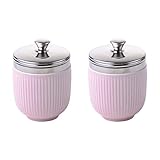 BIA International - Egg Coddler - Porcelain - Egg Poachers - Glazed Finish Design - Kitchen Gadgets - Egg Cooker - Gift Box - Celadon Pink - Set of 2
