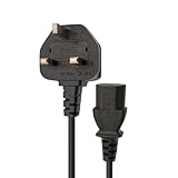 Double Dragon UK 3-Pin Plug to IEC C13 Power Cable – 1 Metre | 10A Fused BS1363 Plug | VDE Certified H05VV-F 3G 1.0mm² Copper Core | CE & BS Approved Black PVC Kettle Lead for PC, Monitor, Printer