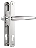 SORWDUERM Polished Chorme Door Handles Set 92mm PZ Centres 210mm Screw Hole Distance 240mm Backplate Length Replacement Door Lever for UPVC Composite Timber Door Stainless Steels