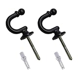 INBOLM 2pack Tie Hooks - Black Curtain Tie Backs Hooks for Curtains & Clothes