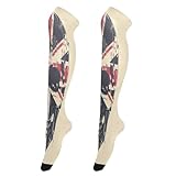 JUMBEAR British Flag Style Skull Women Extra Long Thigh High Socks Tube Tights Over Knee Socks Casual High Boot Stockings