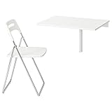 IKEA Nisse/NORBERG Table and 1 Chair, 74 cm, White/Chrome-Plated White
