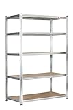Rhino Racking Heavy-Duty Garage Shelving unit – 5-Tier Steel Storage Shelves, Boltless Shelves, Industrial Shelving, Galvanised, 200kg Per-Tier, 180x120x60cm