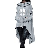 RIKAY Maxi Dress Halloween Costumes Women Vintage Tailcoat Skull Print Elegant Sweatshirt Plus Size Waist Coat Jacket Overcoat Ladies Outwear Pullover Blouses Shirts Tops Gray