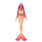 Barbie Mermaid Doll with Pink Fantasy Hair and Headband Accessory, Toy with Starfish-Inspired Bodice and Soft Orange Tail, HRR05