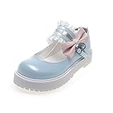 Japanese Sweet Lolita Flat Shoes Maid Cosplay Mary Jane Shoes Sky Blue