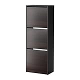 IKEA BISSA Shoe Rack with 3 Compartments, Black Brown Bundle with Feltectors Cleaning Cloth