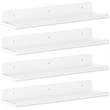 Lifewit Floating Shelves for Wall, 4 Pack White Plastic Shelf 38.1cm Room Decor for Bookcase/Vinyl Record Display/Photo/Picture in Bedroom, Living Room, Bathroom, Kitchen Storage and Organization