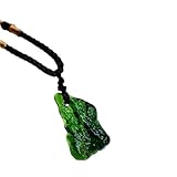 Michear Moldavite Crystal Stone Necklace,Irregular Stone Pendant Artificial Green Glass Meteorite Energy Gift