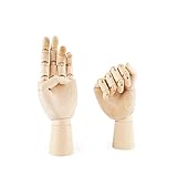 PDFans Wooden Hand Manikin Jointed Articulated Flexible Fingers Hand Mannequin for Art Drawing, Display (Left+Right Hands)