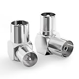 Bingfu TV Aerial Coaxial Adaptor - Male to Female Right Angle RF Coax Connector for TV Antenna Cables, Satellite Coaxial Cables(2 Pack)