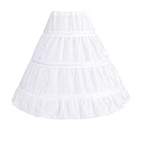 LYSINK Kids Petticoat Single Layer Solid White 3 Hoop Ruffle A-Line Half Slip Underskirt Wedding Accessorie for 5-10T Girls (Ba White, 5_years-10_years)